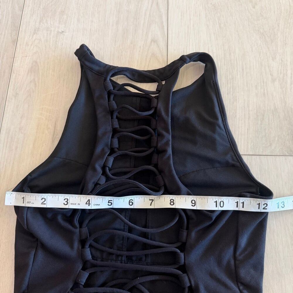 Alo Yoga Movement Sports Bra Crop Top Lace Up Corset Small Black - Picture 4 of 8